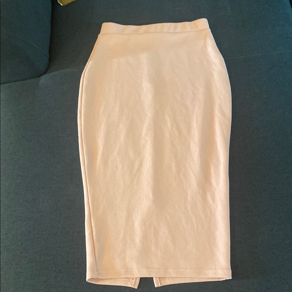 TFNC Cream Midi Pencil Skirt with Slit